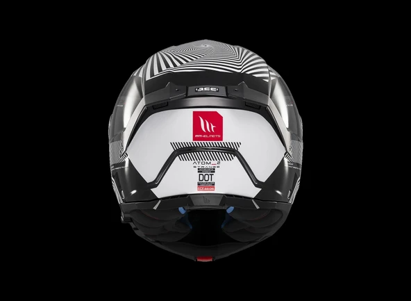 KASK MT ATOM 2 STRANGE B2 ÇENE AÇILIR SİYAH/BEYAZ - Resim 5