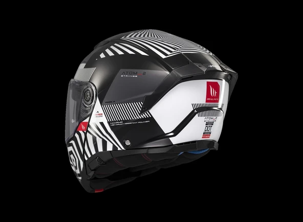 KASK MT ATOM 2 STRANGE B2 ÇENE AÇILIR SİYAH/BEYAZ - Resim 3