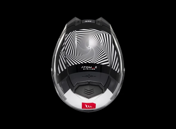 KASK MT ATOM 2 STRANGE B2 ÇENE AÇILIR SİYAH/BEYAZ - Resim 6
