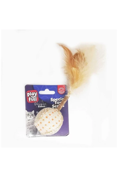 PLAYFULL PF-4062 Playfull Ahşap Hasır Tüylü Kedi Oyuncağı 17 Cm ürün görseli 1