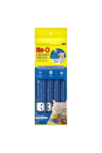 me-o Creamy Treats Tavuk Karaciğer Ve Keçi Sütlü Ek Besin Ve Kedi Ödülü 4x15gr ürün görseli 1