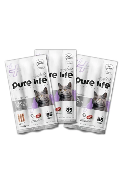 PureLife Plus Kuzu Etli, Kedi Ödül Çubukları (5g x 3) 3 Adet ürün görseli 1