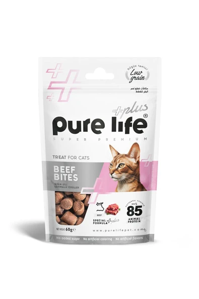 PureLife Plus Sığır Etli Lokmalık Kedi Ödül Maması 60gr ürün görseli 1