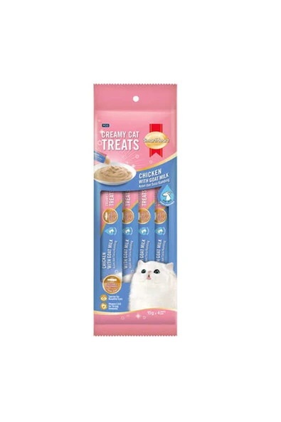 SMART HEART Tavuklu Keçi Sütlü Krema Kedi Ödülü 4x15 Gr ürün görseli 1