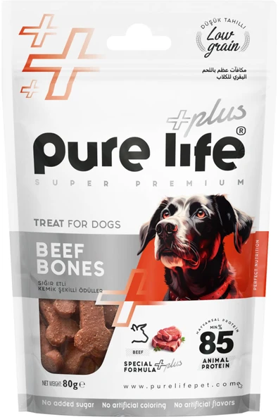 PureLife Plus Sığır Etli, Kemik Şekilli Köpek Ödül Maması 80gr ürün görseli 1