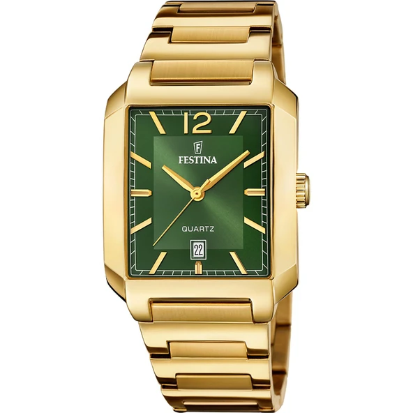 Festina F20678/5 Square Quartz Çelik Altın Rengi Yeşil Kadran 36 mm Erkek Kol Saati ürün görseli 1