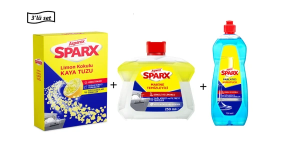 Asperox Sparx Bulaşık Makinesi Tuzu 1.5 Kg+Asperox Sparx Bulaşık Makinesi Temizleyicisi 250 Ml+Asperox Sparx Bulaşık Makinesi Parlatıcı&kurutucu 750 Ml--3'lü Set ürün görseli 1