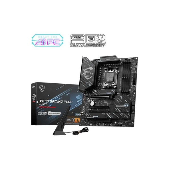 MSI X870 GAMING PLUS WIFI AM5 DDR5 8200MHZ(OC) 3x M.2 USB4 HDMI 5G LAN WIFI 7 RGB ATX ürün görseli 1