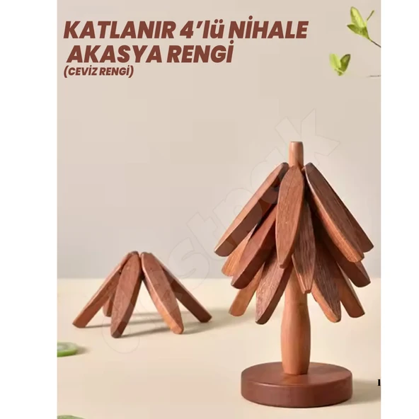 Mucit Home  Ağaç Şeklinde Bambu Nihale Pratik Katlanır  Bambu Bardak Altlığı ürün görseli 1