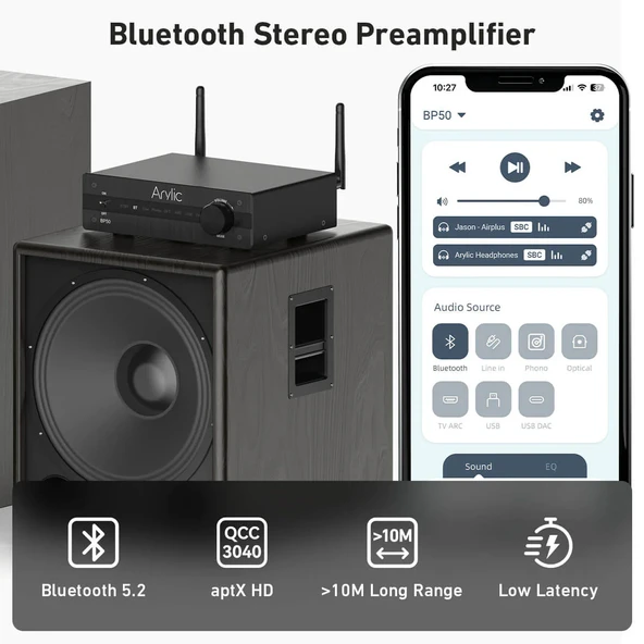 Arylic BP50 Bluetooth PreAmfi - Resim 6