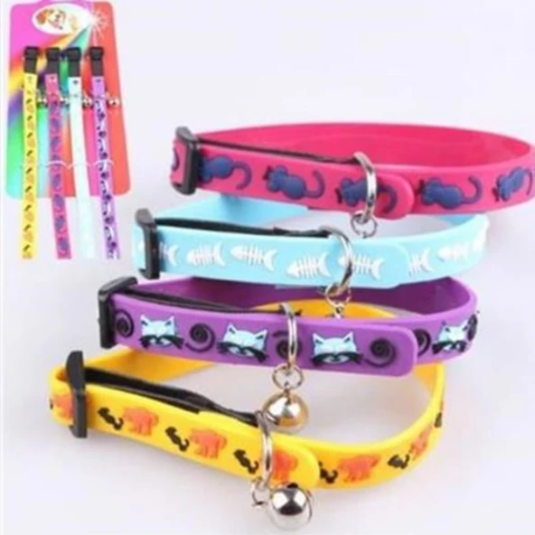 Mucit Home  Çıngıraklı Zilli Sevimli Renkli Slikon Kedi Köpek Boyun Tasması ürün görseli 1