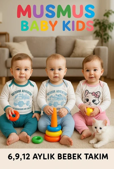 BEBEK ZIBIN TAKIM 6, 9,12,18. aylık bebek Alt üst takım Toptan 4'ü seri ürün görseli 1