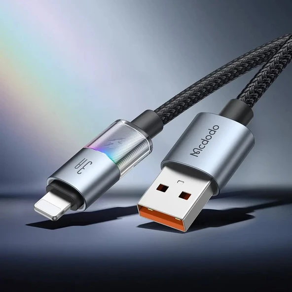 Mcdodo CA-8170 Usb iPhone 3A 7 Renkli LED Işıklı Şarj Data Kablosu - Resim 2