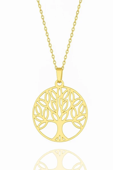 Yaşam Hayat Çiçeği Bereket 14 Ayar Altın Kaplama Gold 925 Ayar Kolye ürün görseli 1