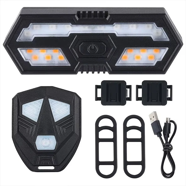 Schulzz Uzaktan Kumandalı Bisiklet Stop Lambası – LED Sinyalli, Su Geçirmez, USB Şarjlı, Alarm Sesli 5M Arka Lamba ürün görseli 1