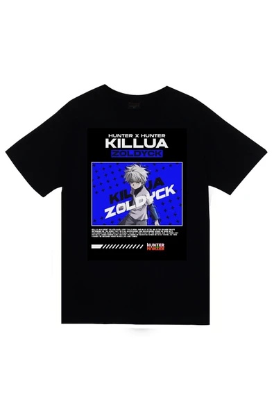 fame-stoned Hunter x Hunter Anime Baskılı Unisex %100 Pamuk Siyah T-shirt ürün görseli 1