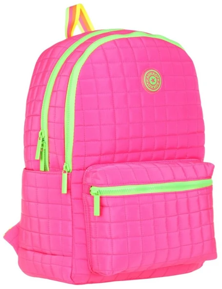 Kaukko Kapitoneli Üç Bölmeli Pembe Yeşil Kız Çocuk Okul ve Günlük Sırt Çantası - K1771 ürün görseli 1