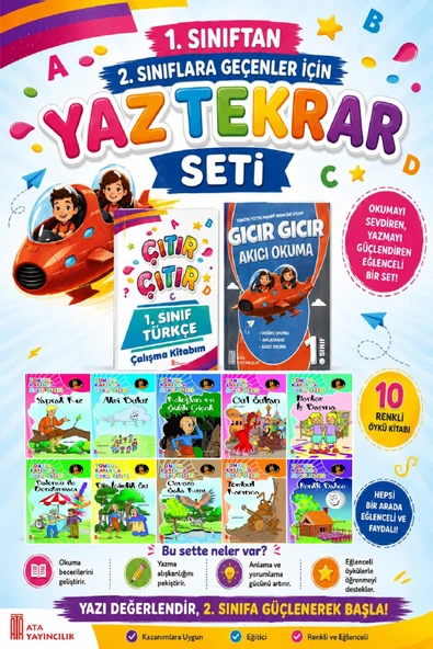 1.Sınıftan 2.Sınıfa Geçenler İçin  Hızlı Okuma ile Çıtır Türkçe Çalışma Kitabım+10 lu Hikaye Seti 2 ürün görseli 1