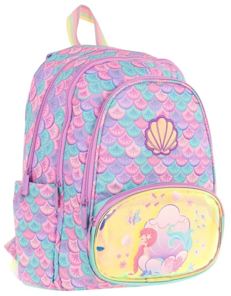 Kaukko Kids Üç Gözlü (Kız Çocuk) Okul Sırt Çantası (Denizkızı Nakışlı ve Baskılı) - L5225 ürün görseli 1