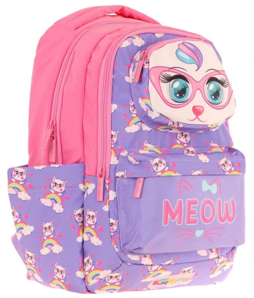 Kaukko Toys Kız Çocuk 3D Kedi Şekilli İlkokul ve Günlük Sırt Çantası - Mor Pembe - L5236 ürün görseli 1