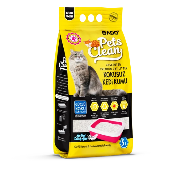 Pets Clean Kedi Kumu Natural Kokusuz 5Lt ürün görseli 1