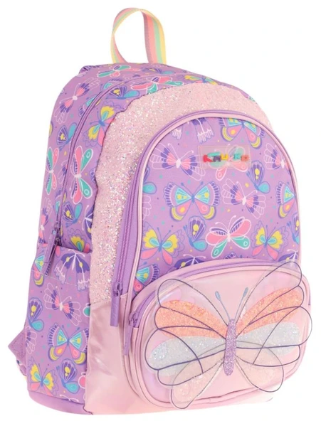 Kaukko Kids Üç Gözlü (Kız Çocuk) Okul Sırt Çantası (Nakışlı Kelebek Desenli) - L5222 ürün görseli 1