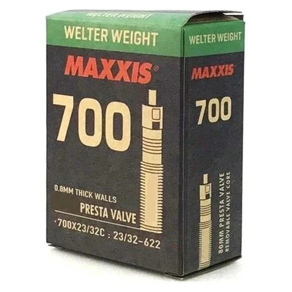 MAXXIS WELTER WEİGHT 700X23/32C  23/32-622 48MM İNCE SİBOB İÇ LASTİK SİYAH KUTULU ürün görseli 1