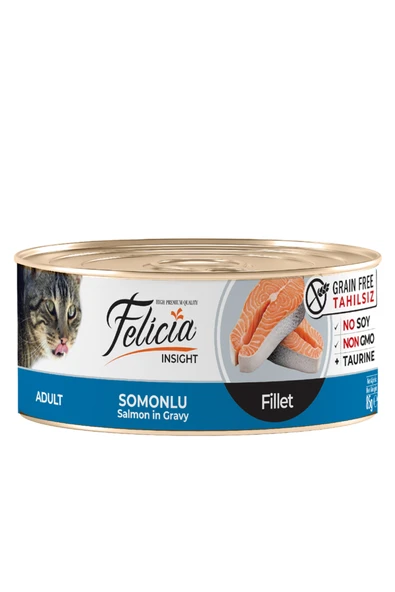 Tahılsız 85 gr Somonlu Fileto Yaş Kedi Maması SKT : 08/2024 ürün görseli 1