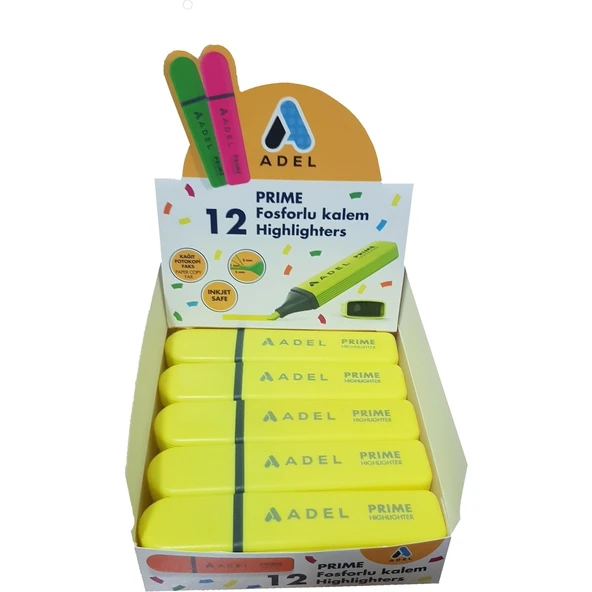 Fosforlu Kalem Sarı 12 Adet ürün görseli 1