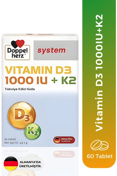 Doppelherz Vitamin D3 1000 IU + K2 60 Tablet ürün görseli 1