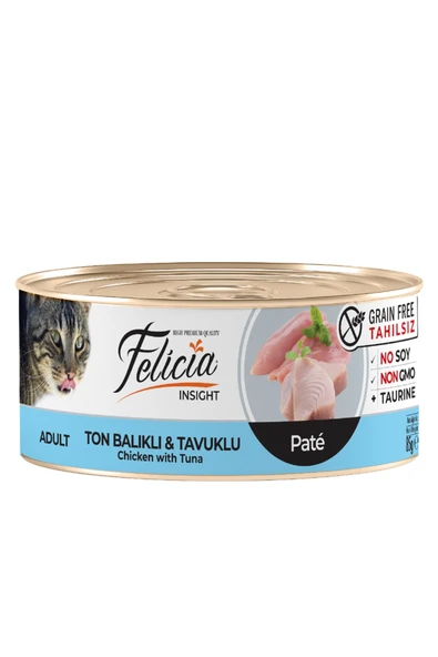 Tahılsız 85 gr Ton Balıklı-Tavuklu Kıyılmış Yaş Kedi Maması SKT : 06/2026 ürün görseli 1