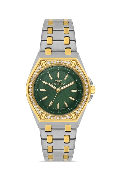 Ferro FL43007A-D6 Quartz Çelik Altın/Gri Yeşil Kadran 33 mm Kadın Kol Saati ürün görseli 1