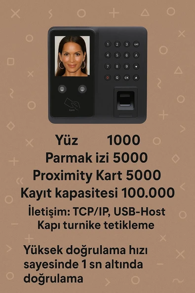 Yüz -parmak Kartlı Personel Takip Cihazı -Web Giriş Çıkış Yazılım - (10 KART HEDİYELİ) ürün görseli 1