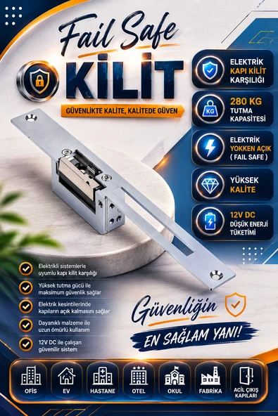 Fail Safe Elektronik Kapı Kilit Karşılığı-(Enerji yokken açık ) ürün görseli 1