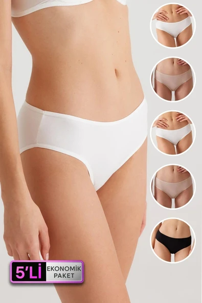 Pierre Cardin Lingerie 5'li Paket Pamuklu Basic Slip Külot ürün görseli 1