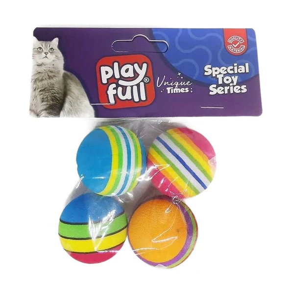 Ilgın Playfull Renkli Sünger Top Kedi Oyuncağı 3,5 Cm 4'lü ürün görseli 1