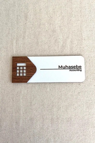 Muhasebe Kapı Tabelası – MDF Ofis Oda İsimliği | 19x7 cm Çift Katmanlı ürün görseli 1