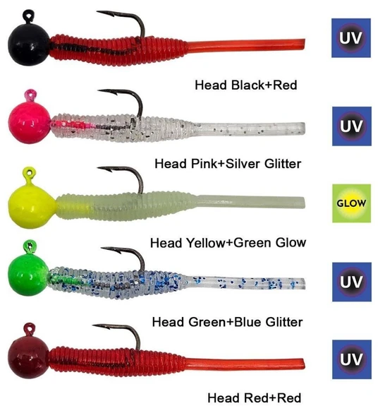 Kendo Hook Worm Jighead+Lrf Silikonu 2gr+4.5cm 5 Adet - Resim 2