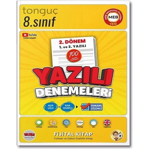 Tonguç 8.Sınıf 2.Dönem Yazılı Denemeleri Fijital Kitap ürün görseli 1