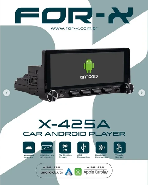 for-x x-425a-6.86''hd ekran-android-2gb ram-64gb-arkası normal teyp-wifi-car play-hd kameralı ürün görseli 1