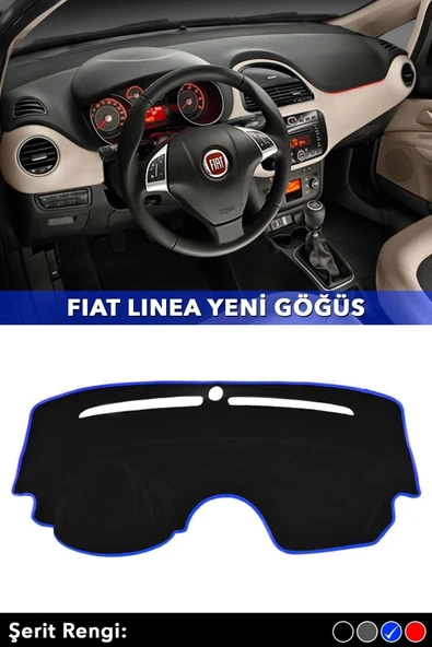Fıat Lınea Yeni Göğüs 3d Torpido Koruyucu Kılıf - Ön Göğüs Panel Kaplama - Mavi Şerit ürün görseli 1