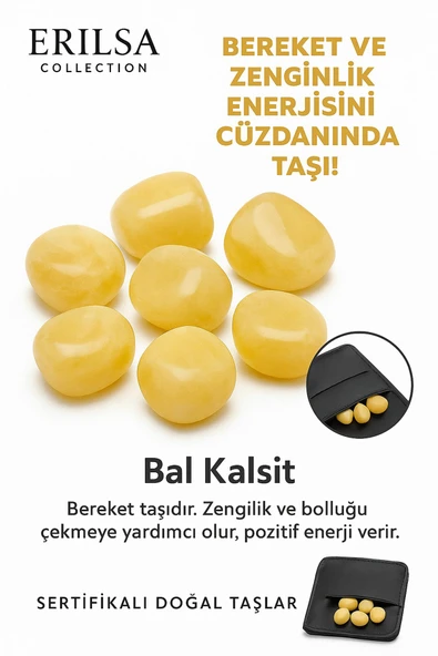 Sertifikalı Cüzdan Boy Bal Kalsit Taşı Kütle - İç Huzur ve Duygusal Canlılık Kazandırır ürün görseli 1