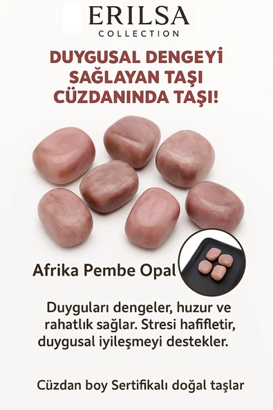 Sertifikalı Cüzdan Boy Afrika Pembe Opal Taşı Kütle - Sevgi ve Şefkat Duygularını Güçlendirir ürün görseli 1