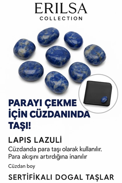 Sertifikalı Cüzdan Boy Lapis Lazuli Taşı Kütle - Bilgelik ve Zihinsel Açıklık Kazandırır ürün görseli 1