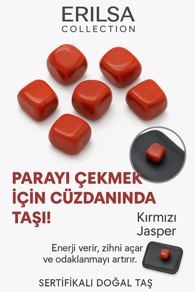 Sertifikalı Cüzdan Boy Kırmızı Jasper Taşı Kütle - Güçlü Bir Duruş ve Kararlılık Kazandırır ürün görseli 1