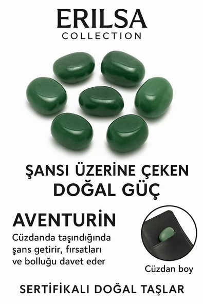 Sertifikalı Cüzdan Boy Aventurin Taşı Kütle - Şans ve Fırsatları Hayatınıza Çeker ürün görseli 1