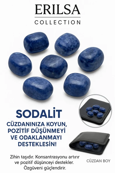Sertifikalı Cüzdan Boy Sodalit Taşı Kütle - Zihinsel Netlik ve İfade Gücü Kazandırır ürün görseli 1