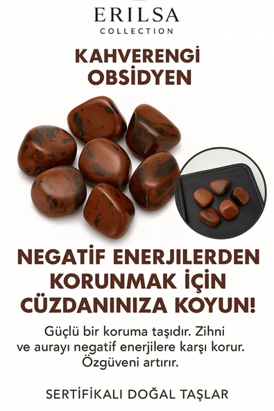 Sertifikalı Cüzdan Boy Kahverengi Obsidyen Taşı Kütle - İçsel Güç ve Duygusal Arınma Sağlar ürün görseli 1