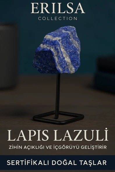Sertifikalı Ham Doğal Lapis Lazuli Taşı Standlı Dekoratif Obje – Zihinsel Güç ve İfade Yeteneği ürün görseli 1