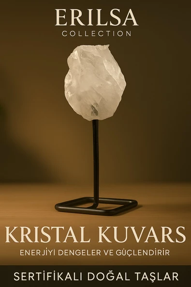 Sertifikalı Doğal Ham Kristal Kuvars Taşı Standlı Obje – Saf Enerji ve Zihinsel Berraklık Taşı ürün görseli 1